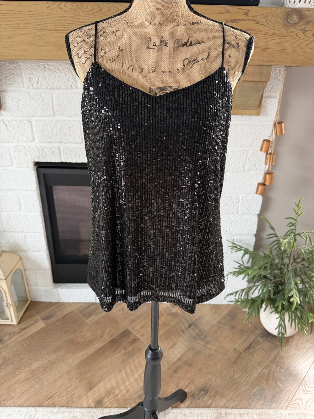 Anne Klein Black Sequin Slip Mini Skirt